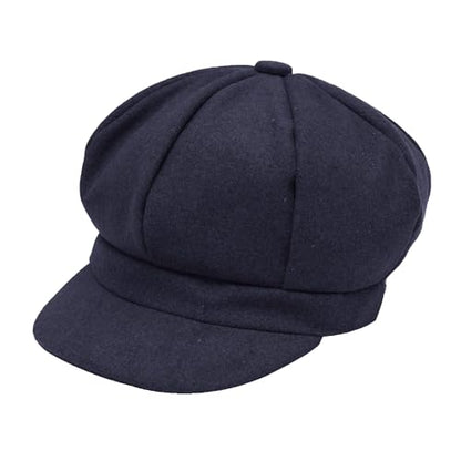 ZLYC Women Classic Newsboy Cap Visor 8 Panel Gatsby Cabbie Paperboy Hat - color: Navy