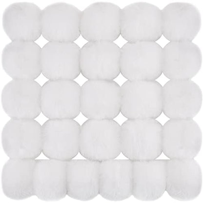 BQTQ 26 Pcs Faux Fur Pom Poms DIY Hat Pompoms with Elastic Loop (White) - color: Pure white
