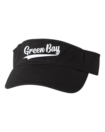 Go All Out City of Green Bay Wisconsin Fashion Script Bucket Ponytail Visor Embroidered Cap Dad Hat - color: Black