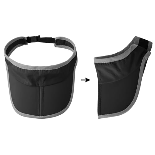 Jastore Kids Girls Boys Packable Hat Sun Visor Hats Quick Dry Sports Summer Golf Visor Hat - color: Black