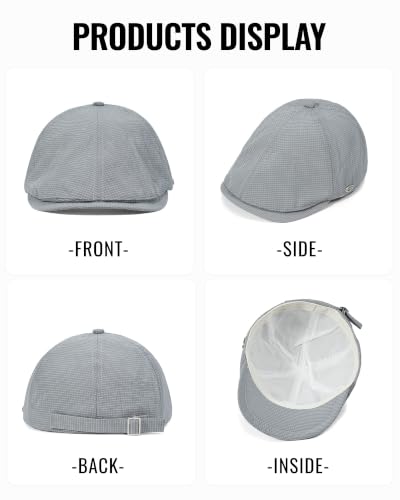 CLAPE Lightweight Breathable Flat Hat, Water-Resistant Newsboy Cap - color: Nb2609-gray