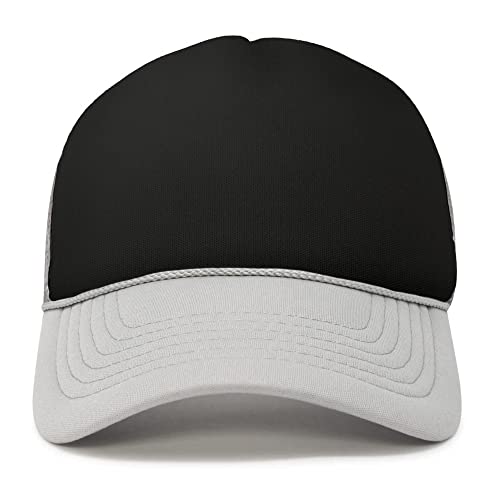 DALIX Two Tone Trucker Hat Summer Mesh Cap with Adjustable Snapback Strap - color: Black-gray, size: One Size