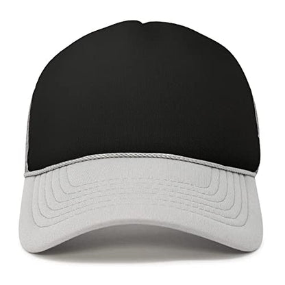 DALIX Two Tone Trucker Hat Summer Mesh Cap with Adjustable Snapback Strap - color: Black-gray, size: One Size