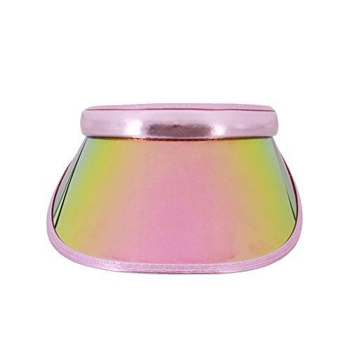 Surkat Women Sun Visors Hologram Wide Brim Thicker Sweatband UV Protective Sportswear Visors Sunhat - color: Pink