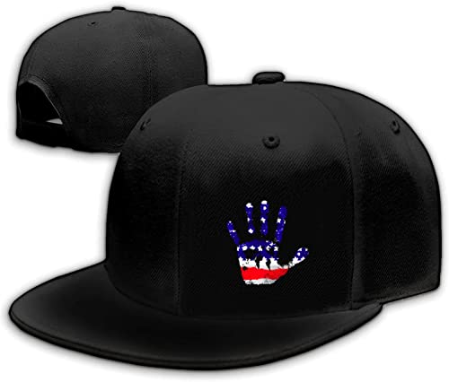 Snapback Hats for Men Flat Bill Black Adjustable Baseball Cap Trucker Hat for Dad American Flag Pirate Skull Caps Cool - color: Finger Usa Flag
