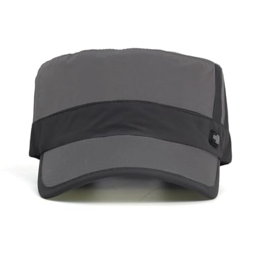 FASHIXD Mesh Military Hat for Men Summer Army Cap Quick Qry Short Bill Hat Cadet Caps - color: Gray