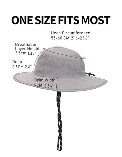 UPF50+ Bucket Hat, Wide Brim Sun Cap - color: Light Grey