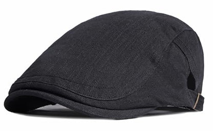 DIYDECAL Cotton Newsboy Flat Caps for Men, Womens Cabbie Driving Beret Hats - color: Black