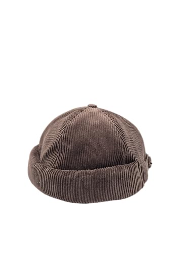 Fits Y’All Corduroy Docker Cap: Adjustable, Brimless Cuffed Beanie Hat, Skullcap, Vintage Style for Men, Women & Unisex - color: Dark Brown