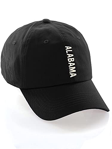 Daxton Vertical USA Cities Baseball Dad Hat Unstructure Low Profile Strapback - color: Alabama Black White