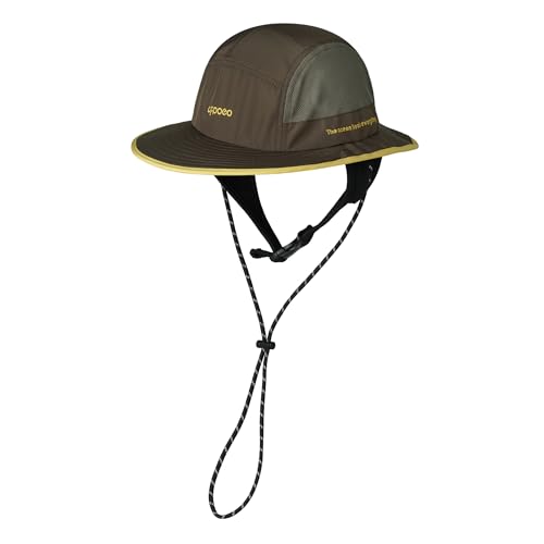 Croogo Surf Bucket Hat with Neck Protection Chin Strap Mesh Fishing Cap - color: Brown