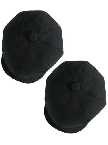 Senker Fashion 2 Pieces Newsboy Cap for Men - color: Black Black