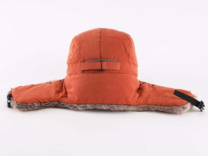 Home Prefer Mens Warm Faux Fur Trooper Trapper Hat Outdoor Reflective Winter Hunting Hat with Ear Flaps Face Mask - color: Brown
