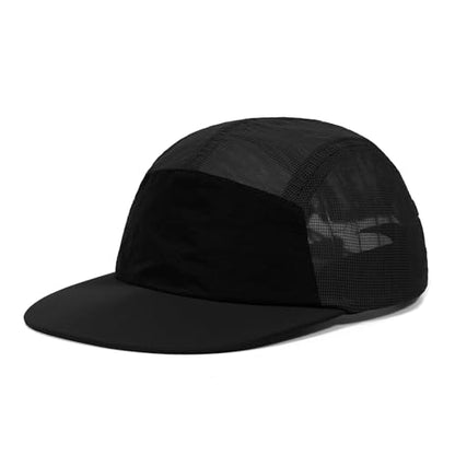 CLAPE Quick Dry Mesh 5 Panel Running Hat for Men, Lightweight Breathable Moisture-Wicking Baseball Cap for Hiking - color: Bs265p14-black