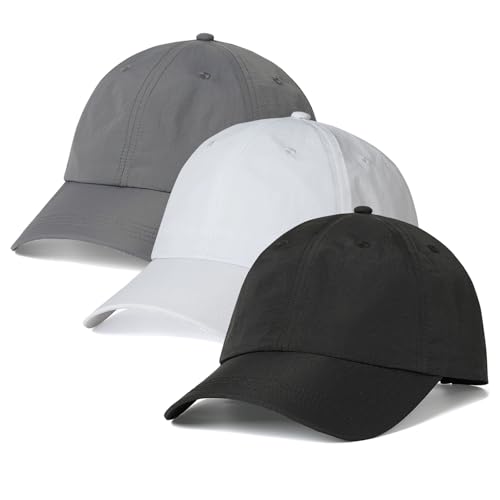 Cmonie 3Pcs Quick Dry Baseball Hat Breathable Sport Cap - color: 3pcs-black&white&gray-a