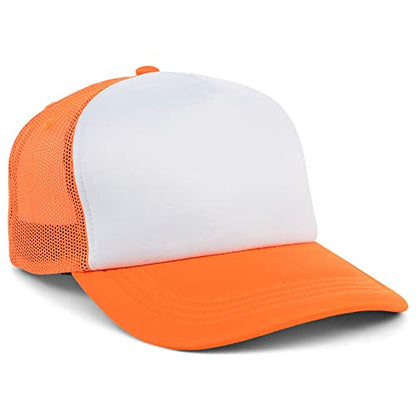 Lids Blank Basic Foam Trucker Adjustable Snapback Hat - color: White/Neon Orange