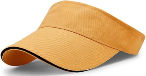 Unisex Sun Visor Hat Empty Top Baseball Cap Lightweight Sun Hat Beach Cap with Adjustable Strap for Running, Tennis, Golf - color: Yellow