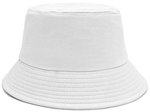 Bucket Hat Beach Sun Hat Fishing Hat for Women Men, Summer Outdoor Travel Packable Fisherman Hat - color: White