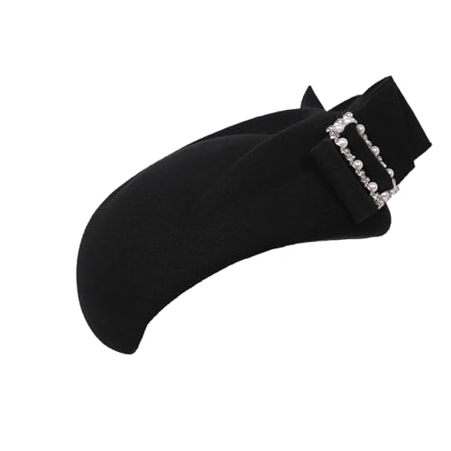 Women Wool Derby Hat for Women Pillbox Hat Wedding Hats Felt Bowknot Fascinators - color: 413 Black