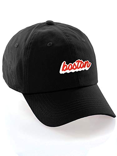 Classic Unstructured USA Cities Baseball Dad Hat 3D Raised PVC Letters Cap - color: Boston Black - White Red