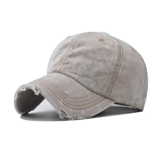 Classic Washed Distressed Vintage Baseball Cap Unconstructed Soft Cotton Denim Dad Hat for Men Women - color: Beige