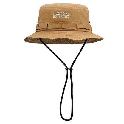 Clakllie Sun Hats for Women Men UV Protection Boonie Hats Summer Safari Jungle Hat Fishing Beach Hats UPF 50+ Camping Hats - color: S-dfh03-khaki