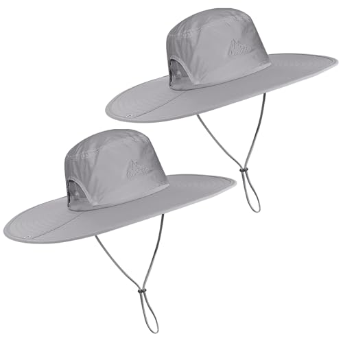 Cooltto L/XL/XXL Wide Brim Sun Hat UPF 50+ UV Protection Boonie Hat - color: 2 Pack Light Grey, size: Medium-Large