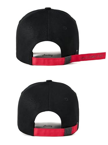Sandwich Brim High Crown Baseball Cap – Logo-Free – Deep Fit Structured Hat for Men & Women – Minimalist Design - color: Black / Red