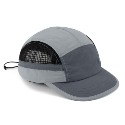 Clakllie Quick Dry 5 Panel Running Hat Breathable Mesh Hat Two-Tone Short Brim Hats Lightweight Baseball Cap Summer Sport Cap - color: Bs265p16-gray