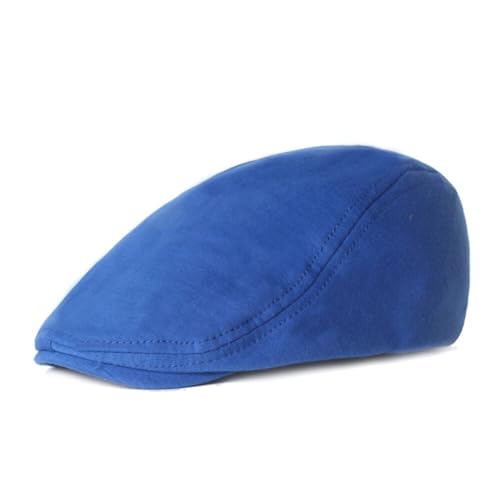 PHEZEN Men Cotton Flat Cap Ivy Gatsby Newsboy Hat Summer Driving Scally Cap Beret - color: Blue