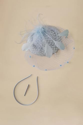 BABEYOND Fascinators Hats for Women Tea Party Pillbox Derby Wedding Hat - color: Light Blue