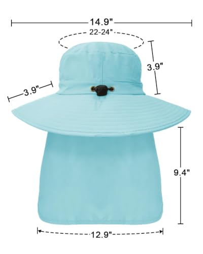 Outdoor Sun Hats with Stowable Neck Flap for Men Women UPF 50+ Mesh Summer Bucket Hat Wide Brim for Fishing Safari Hiking - color: Blue