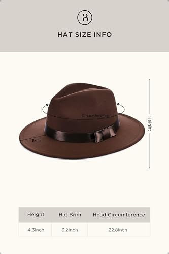 BABEYOND 1920s Fedora Hat for Men Gatsby Wide Brim Hat Felt Panama Cap - color: Brown