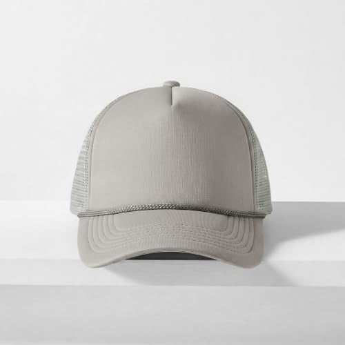 CHOK.LIDS Blank Foam Trucker Hat, Retro Mesh Rope Snapback Cap, Men Women - color: Curved Brim (Light Grey)