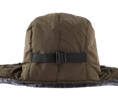 Connectyle Trapper Hat for Men Women Faux Fur Winter Hat with Ear Flaps Water-Resistant Hunting Hats Ushanka Skiing Cap - color: Army Green