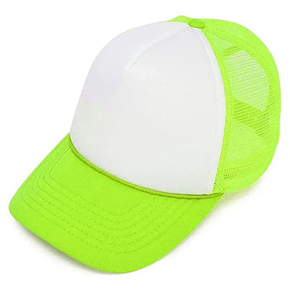 MR.R Sublimation Blanks Polyester Mesh Cap Mesh Hat Two Tone Trucker Summer Mesh Cap with Adjustable Snapback,2pcs per Pack - color: Green