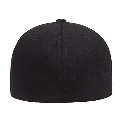 Flexfit 5001 Standard Cotton Twill 6-Panel Fitted Baseball Cap - color: Black, size: Large-X-Large