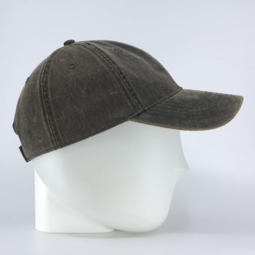 Heavy Washed Coated Canvas Wax-Look Adjustable Low Profile Men Women Baseball Cap - color: Unstructured Brown M