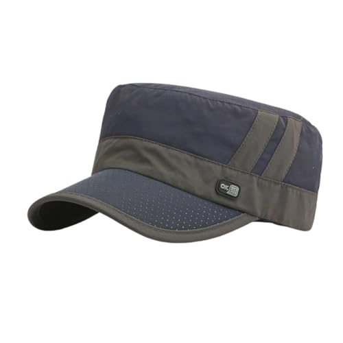 FASHIXD Mesh Military Hat for Men Summer Army Cap Quick Qry Short Bill Hat Cadet Caps - color: Navy Blue