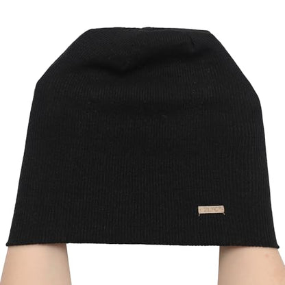 ZLYC Women Slouchy Beanie Hat Summer Knit Chemo Headwear - color: Solid Black