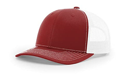 Richardson 112 Trucker Hat - Premium Blank Baseball Cap, Adjustable Snapback Hat - Structured Six Panel Richardson Blank Hats - color: Cardinal/White