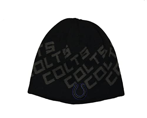 47 Cuffless Winter Beanie Hat - NFL, One Size Fits Most, Knit Skull Toque Cap - style: Indianapolis Colts - Black Print