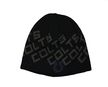 47 Cuffless Winter Beanie Hat - NFL, One Size Fits Most, Knit Skull Toque Cap - style: Indianapolis Colts - Black Print
