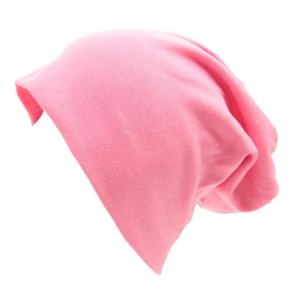 UTTPLL Unisex Baggy Cotton Beanies Lightweight Hip-Hop Soft Slouchy Stretch Beanie Hat Chemo Caps for Men Women - color: Pink