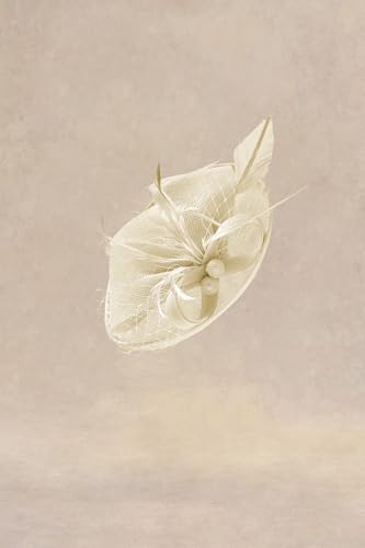 BABEYOND Fascinators Hats for Women Tea Party Pillbox Sinamay Derby Hat - color: Beige