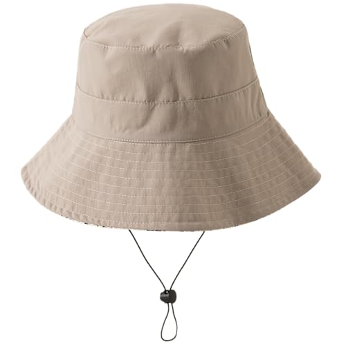 Lightweight Soft Women's Sun Hat, Floral Print UPF50+ UV Protection Bucket Hat, Foldable Portable, for Beach Vacation - color: Khaki