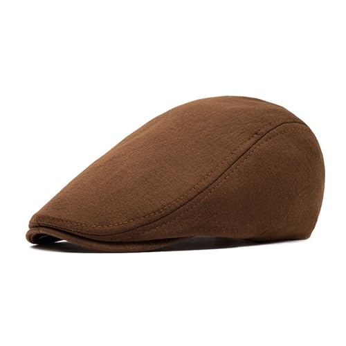 UTTPLL Newsboy Hats for Men Cotton Flat Cap Soft Fitted Driving Cabbie Hat Mens Winter Gatsby Vintage Costumes Hats - color: Brown