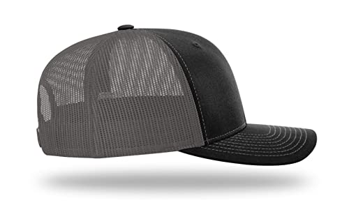 Richardson 112 Classic Six-Panel Adjustable Snapback Trucker Cap - color: Black/Charcoal (Xl)