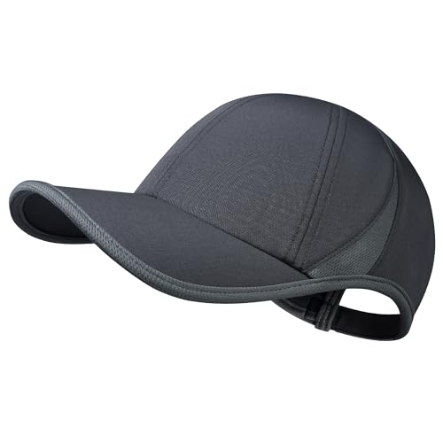 GADIEMKENSD Performance Running Hat, Stretchy Fabric with Vented Mesh for Outdoor Workouts - color: Dark Grey