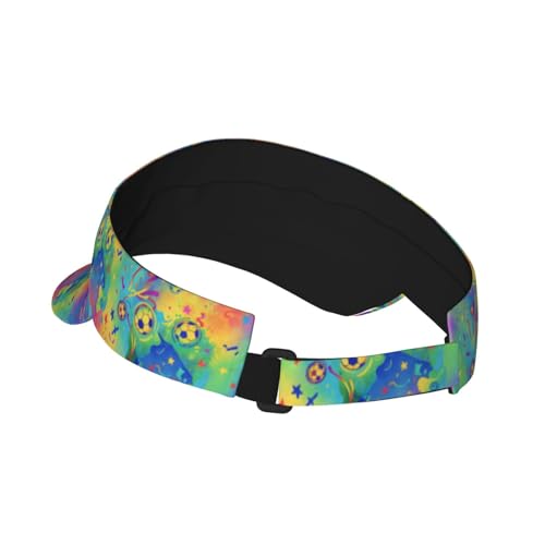 Adjustable Lightweight Open Top Sports Sun Visor Hat Cap for Golf Tennis - color: Neon Tie Dye Soccer